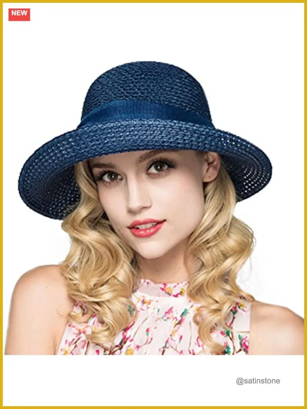 Wide Brim Straw Sun Hat UPF 50+ Floppy Beach Travel Packable Cotton
